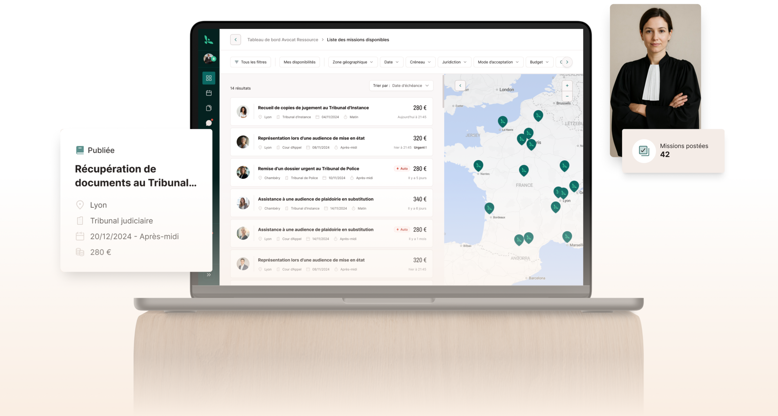 écran libélaw des missions postées