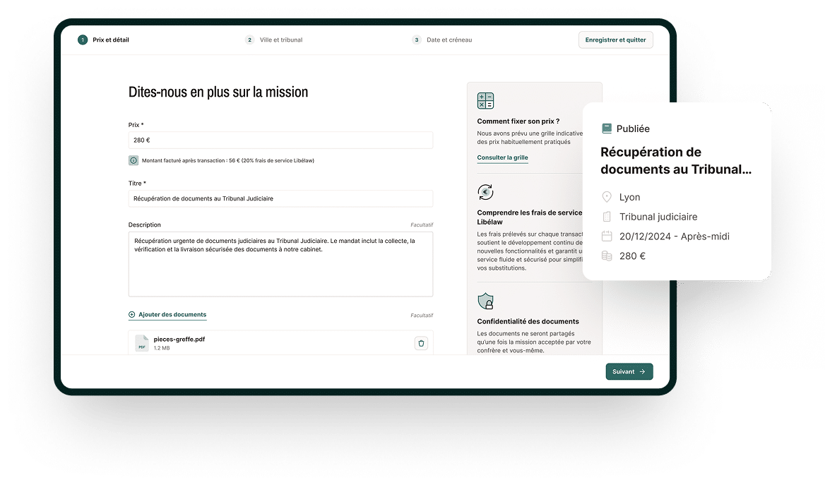 Ecran création de mission